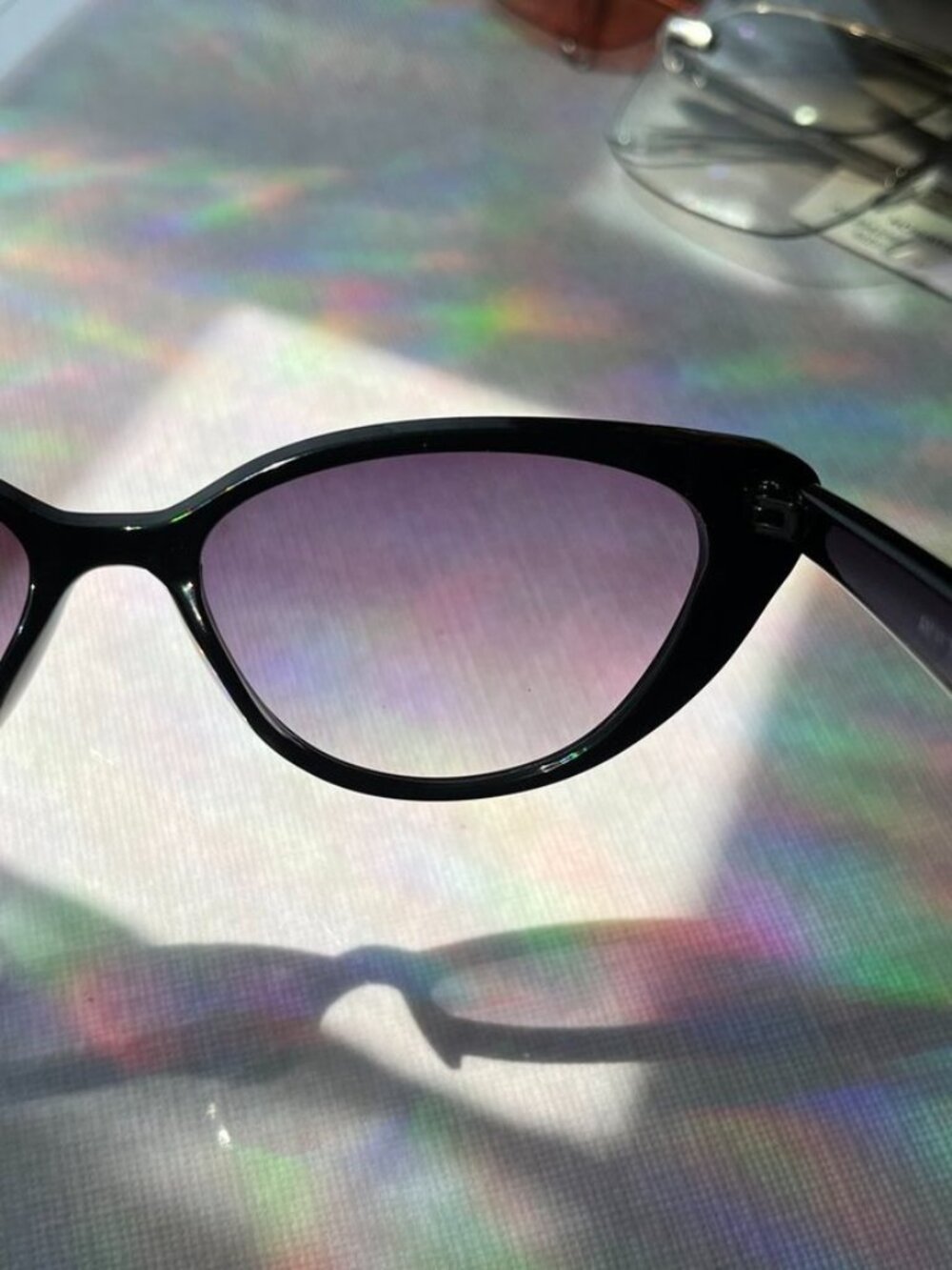AIRE Amalthea Sunglasses Black Cat Eye Purple Gradient Lens - Picture 8 of 10